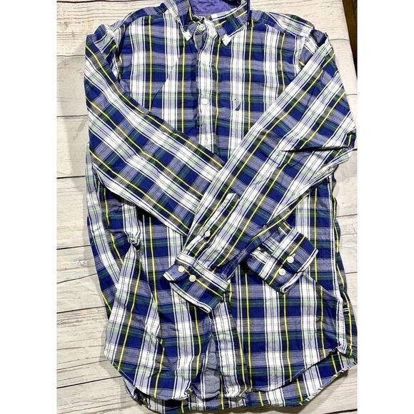 Nautica Blue Plaid Long Sleeve Button Down Shirt Men's Size Small - Picture 1 of 8